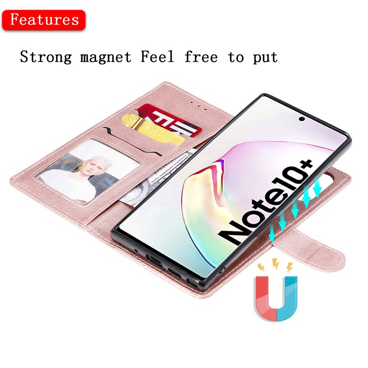 Estojo Magnético Destacável 2 Em 1 Carteira De Couro Para Samsung Galaxy Note 10 Plus / Note 10 Plus 5G - Rosa Ouro-8