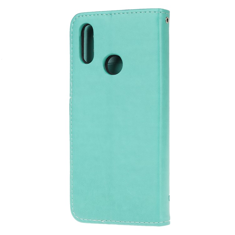 Imprint Butterflies Pattern Wallet Stand Flip Leather Case for Samsung Galaxy A10s - Cyan-4