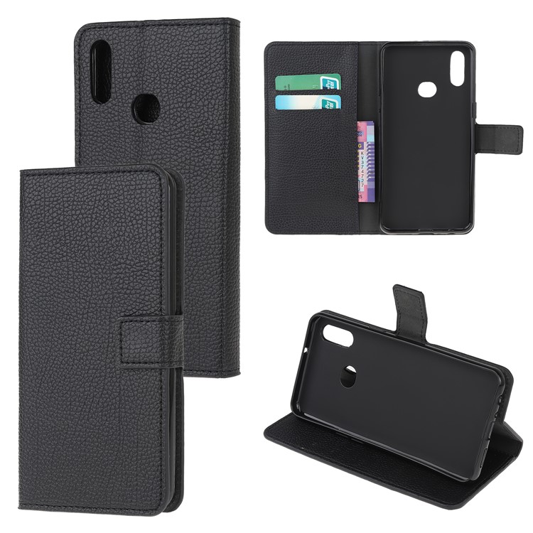 Litchi Skin PU Leather Wallet Case with Stand for Samsung Galaxy A10s-1