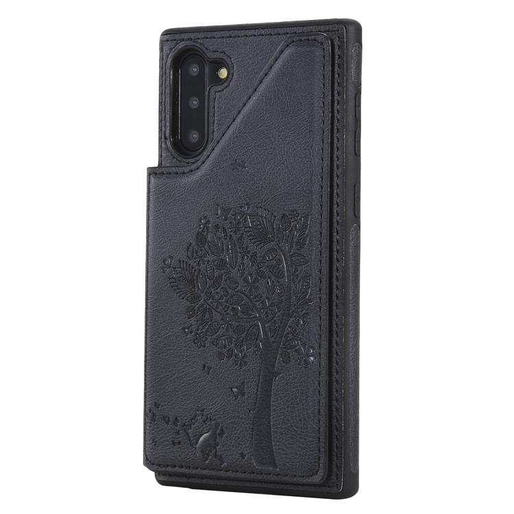 Imprinted Cat Tree Leather + TPU Case with Card Slot Phone Cover for Samsung Galaxy Note 10/Note 10 5G - Black-12