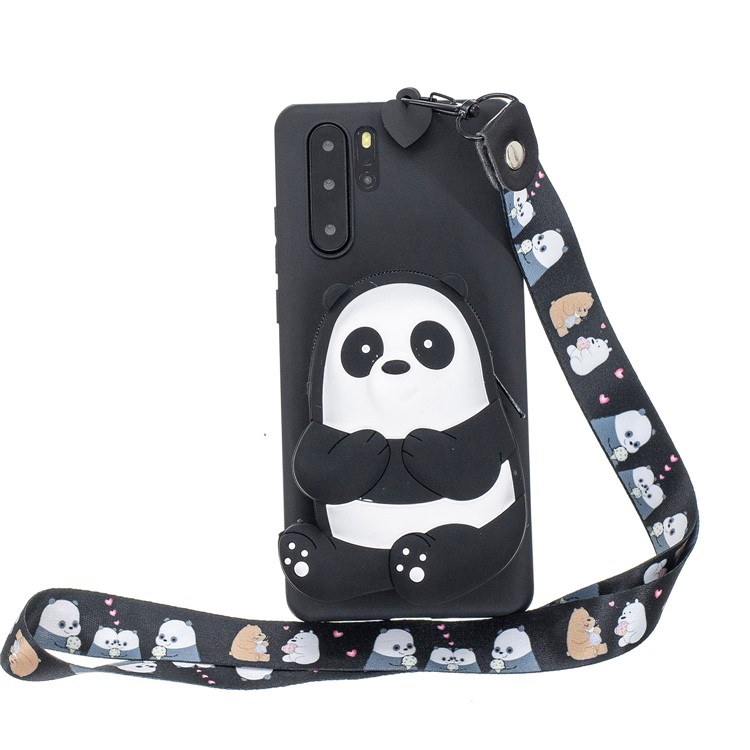 

With Strap Wallet Pocket for Samsung Galaxy Note 10 Plus/Note 10 Plus 5G TPU+Silicone+Nylon Case - Black Cute Panda, Galaxy Note 10 Plus 5G