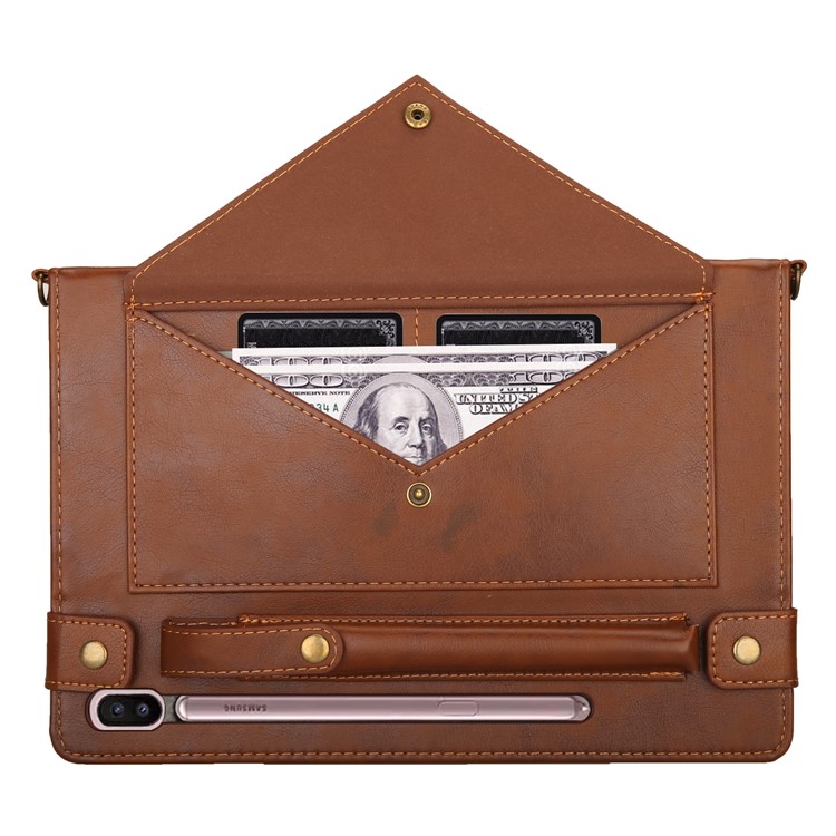 Envelop Shape Leather Tablet Casing with Pen Slot for Samsung Galaxy Tab S6 SM-T860 (Wi-Fi)/SM-T865 (LTE) - Coffee-4