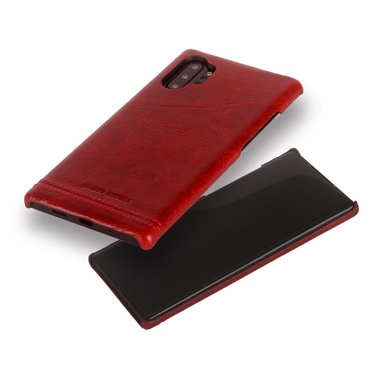 PIERRE CARDIN Couro Genuíno + Capa Pc Para Samsung Galaxy Note 10 Plus / Nota 10 Mais 5G - Vermelho-3