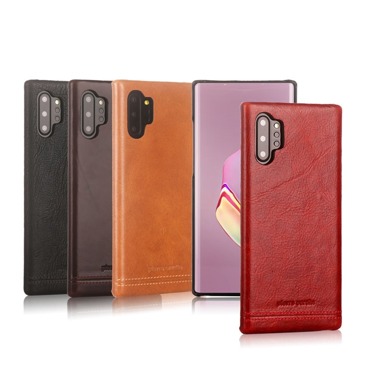 PIERRE CARDIN Genuine Leather+PC Cover for Samsung Galaxy Note 10 Plus / Note 10 Plus 5G - Red-4