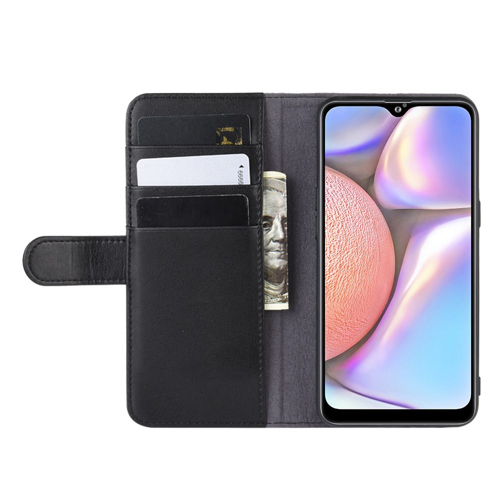 Split Leather Phone Case Shell for Samsung Galaxy A10s - Black-5