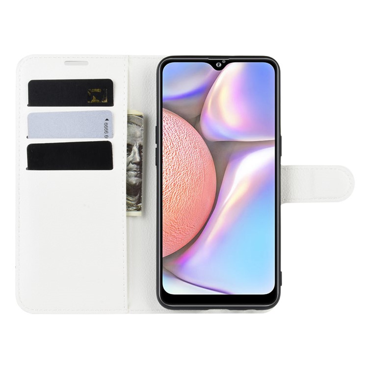 Litchi Skin Leather Shell for Samsung Galaxy A10s - White-4