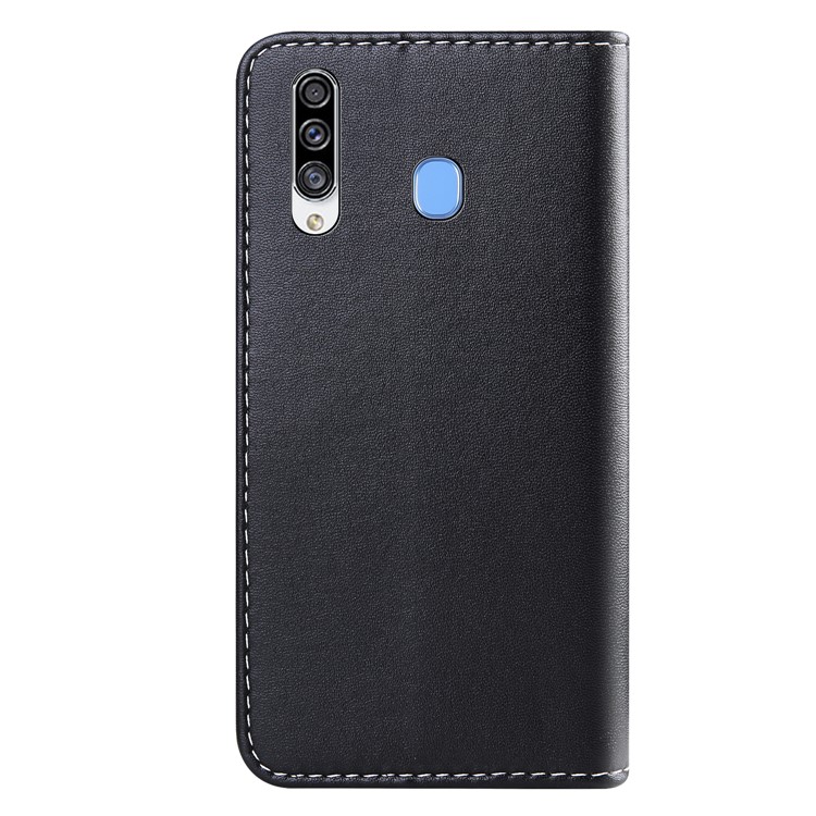 Tricolor PU Leather Wallet Stand Phone Case for Samsung Galaxy A20s - Black/White/Grey-3