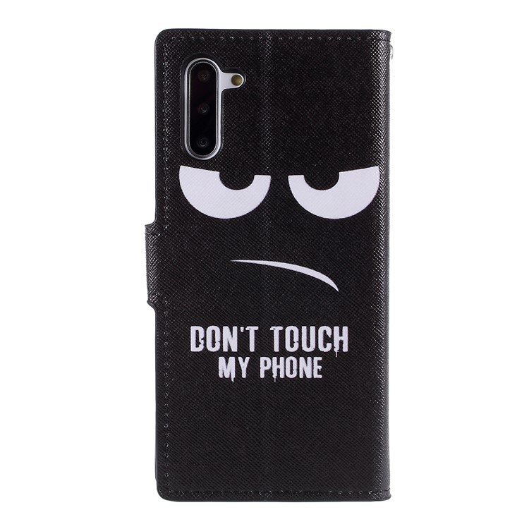 Pattern Printing Leather Stand Wallet Phone Shell for Samsung Galaxy Note 10/Note 10 5G - Don't Touch My Phone-2