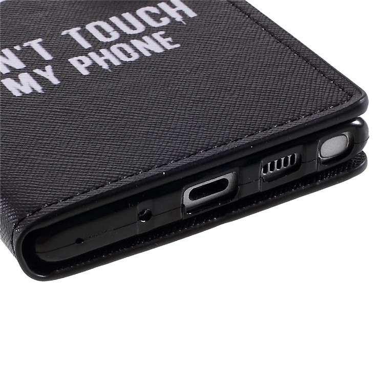 Pattern Printing Leather Stand Wallet Phone Shell for Samsung Galaxy Note 10/Note 10 5G - Don't Touch My Phone-6