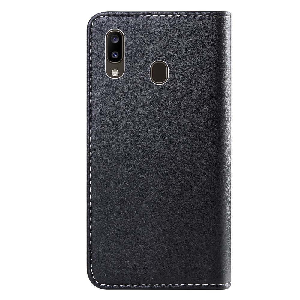 Three-color Splicing PU Leather Wallet Stand Case for Samsung Galaxy A40 - Black/White/Grey-3