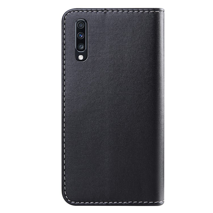 Three-color Splicing Wallet Stand Flip Leather Case for Samsung Galaxy A70 - Black/White/Grey-3