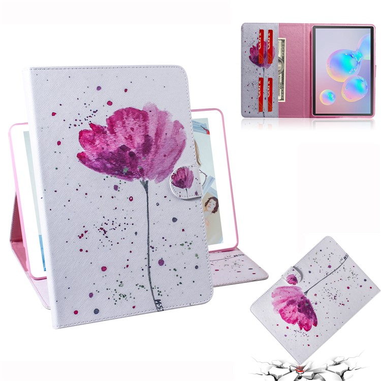 Portafoglio Stampa Tablet Motivo Shell Pelle Per Samsung Galaxy Tab S6 Sm-t860 (wi-fi) / Sm-t865 (lte) - Fiore-1