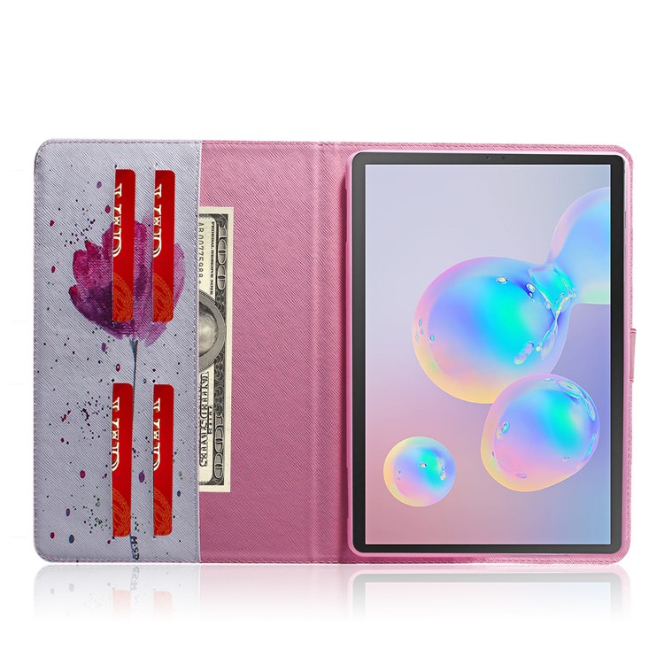 Portafoglio Stampa Tablet Motivo Shell Pelle Per Samsung Galaxy Tab S6 Sm-t860 (wi-fi) / Sm-t865 (lte) - Fiore-9