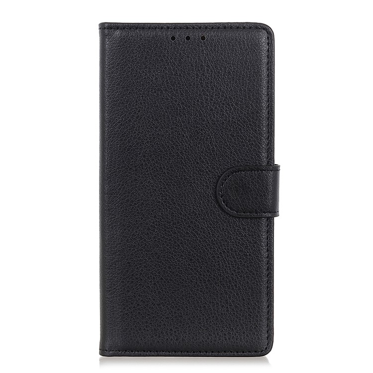 Litchi Skin Wallet Leather Cover Case for Samsung Galaxy M30s - Black-2