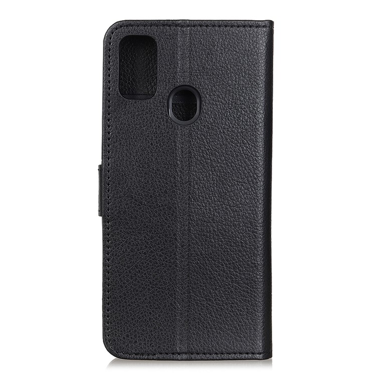 Litchi Skin Wallet Leather Cover Case for Samsung Galaxy M30s - Black-3