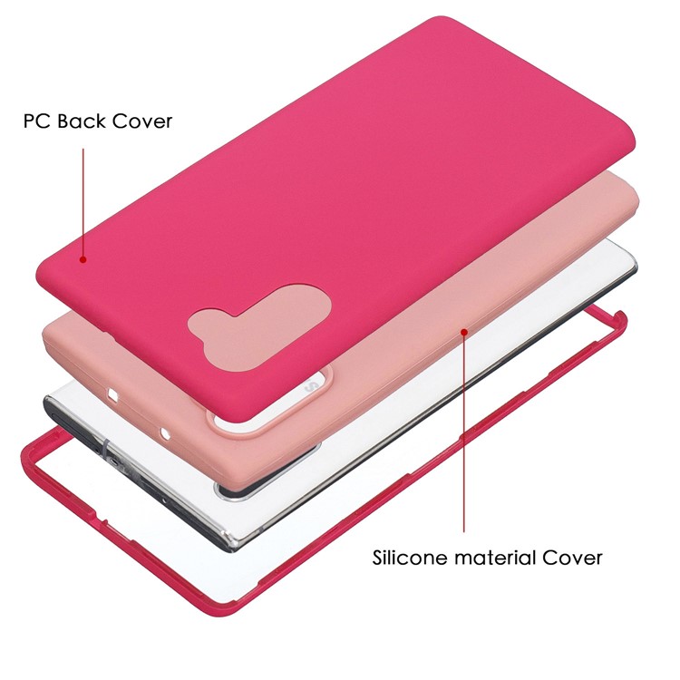 Carcaça Híbrida Emborrachada PC + Silicone À Prova De Choque Para Samsung Galaxy Note 10 / Note 10 5G - Rosa-4