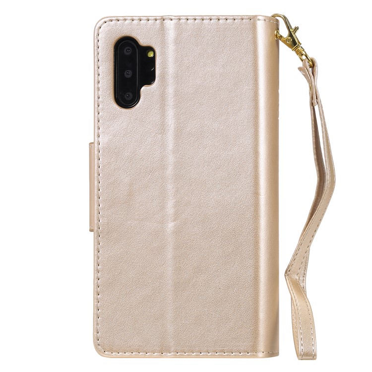 Imprinted Cat Lady Leather Shell with 9 Card Slots for Samsung Galaxy Note 10 Plus/Note 10 Plus 5G - Gold-3