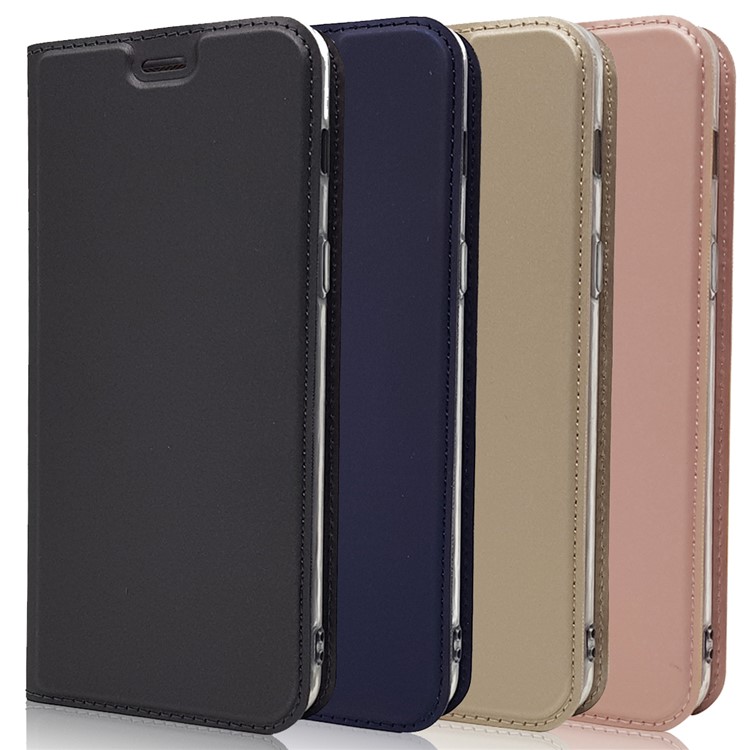 Capa De Telefone De Suporte De Cartão De Couro De Adsorção Magnética Para Samsung Galaxy A8 (2018) - Preto-10