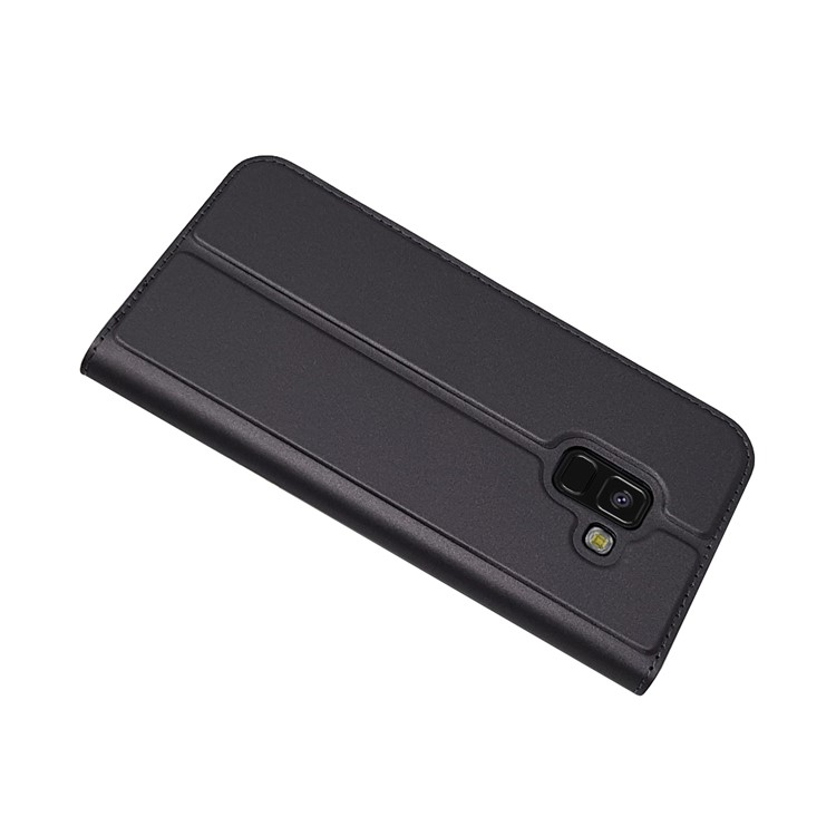 Capa De Telefone De Suporte De Cartão De Couro De Adsorção Magnética Para Samsung Galaxy A8 (2018) - Preto-5