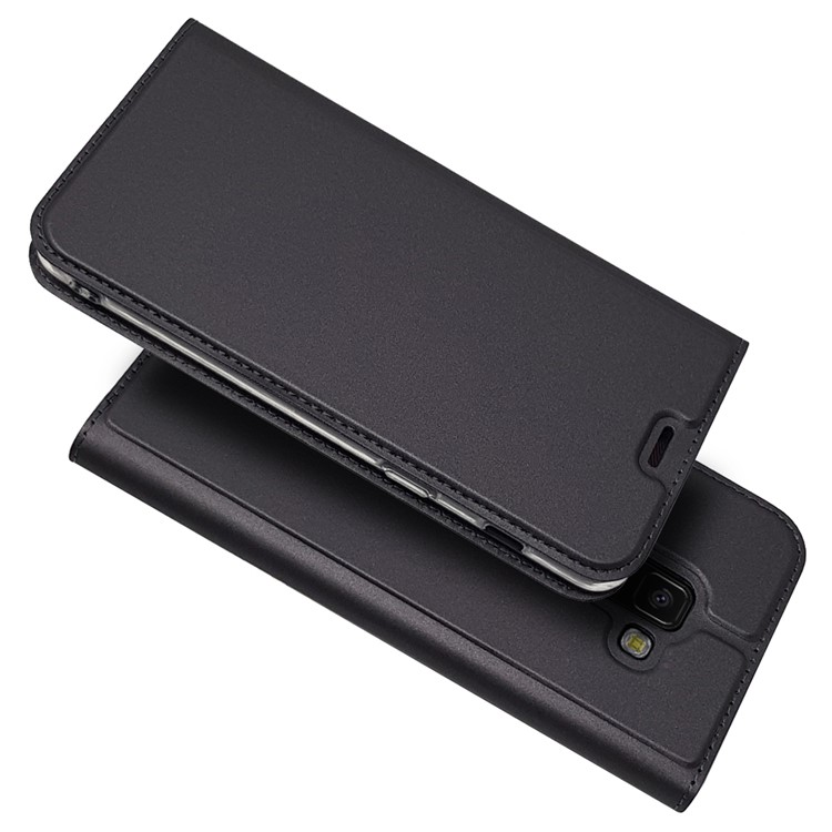 Capa De Telefone De Suporte De Cartão De Couro De Adsorção Magnética Para Samsung Galaxy A8 (2018) - Preto-9