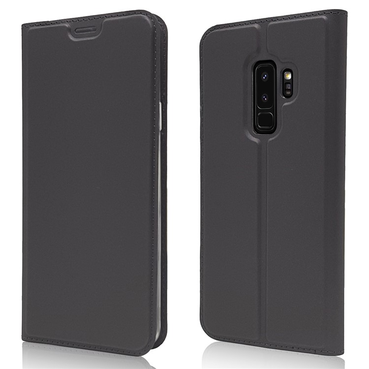 Magnetic Adsorption Leather Card Holder Phone Casing for Samsung Galaxy S9 Plus SM-G965 - Black-1