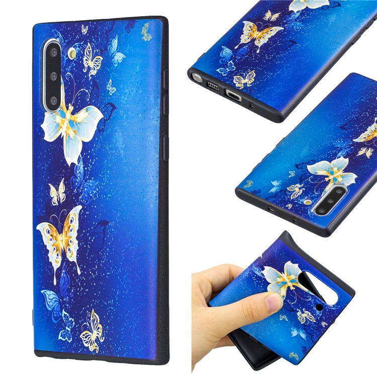 Padrão De Impressão Em Relevo TPU Voltar Case Para Samsung Galaxy Note 10 5g / Nota 10 - Teste Padrão De Borboleta-1