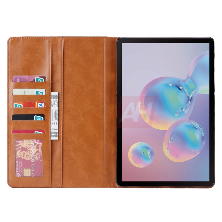 Auto-absorbed PU Leather Wallet Tablet Case with Stand for Samsung Galaxy Tab S6 T860 T865 - Brown-4