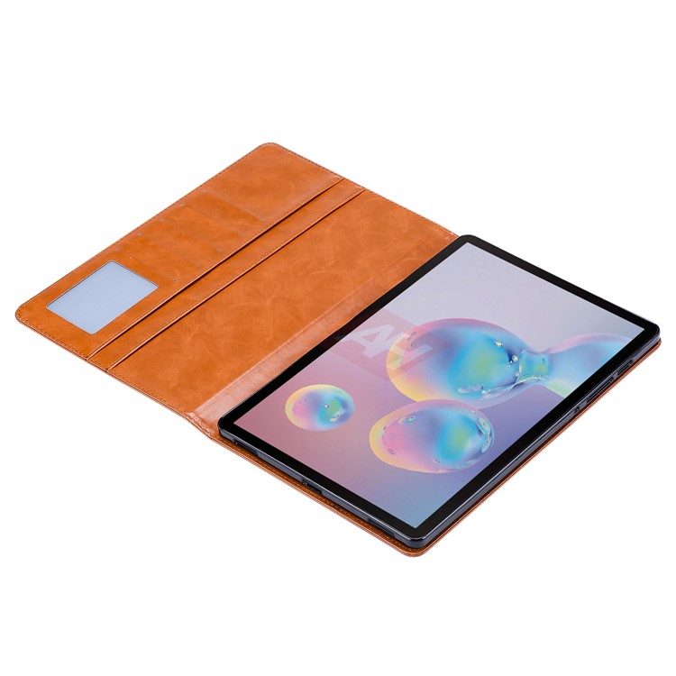 Auto-absorbed PU Leather Wallet Tablet Case with Stand for Samsung Galaxy Tab S6 T860 T865 - Brown-7