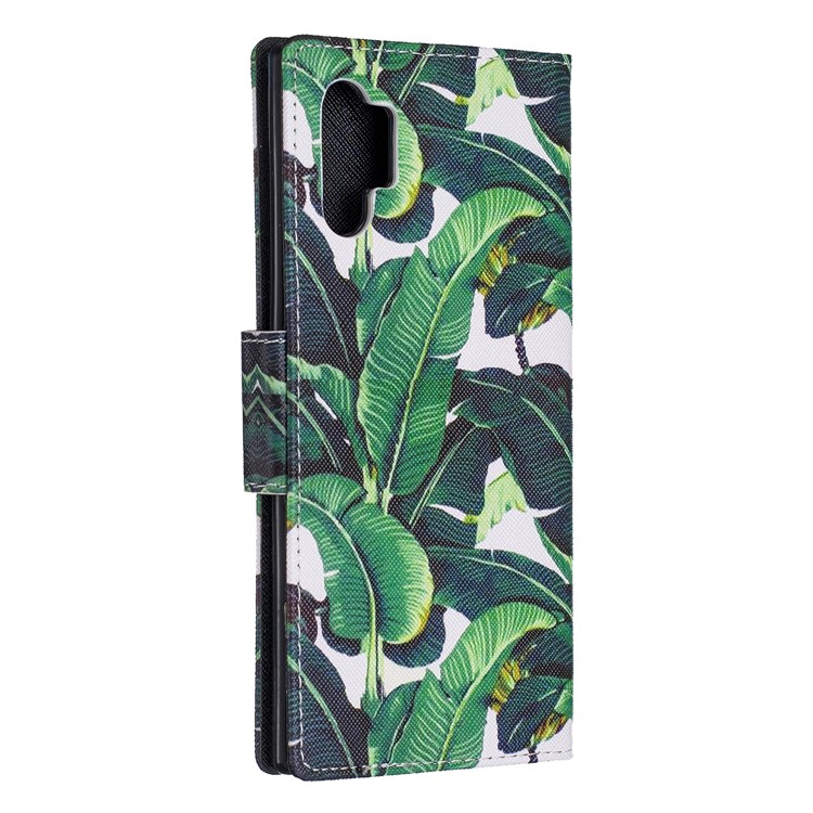 Pattern Printing Wallet Leather Case with Strap for Samsung Galaxy Note 10 Plus / Note 10 Plus 5G - Leaf-3