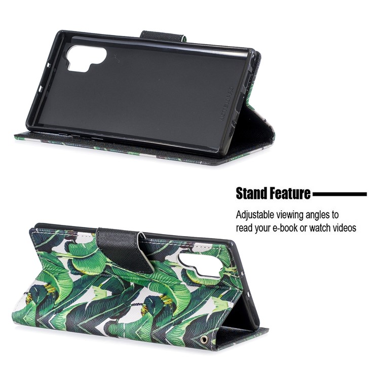 Pattern Printing Wallet Leather Case with Strap for Samsung Galaxy Note 10 Plus / Note 10 Plus 5G - Leaf-5