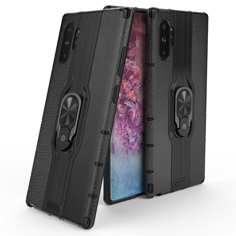 Detachable Ring Holder Kickstand PC TPU Hybrid Case for Samsung Galaxy Note 10 Plus 5G / Note 10 Plus - Black-1