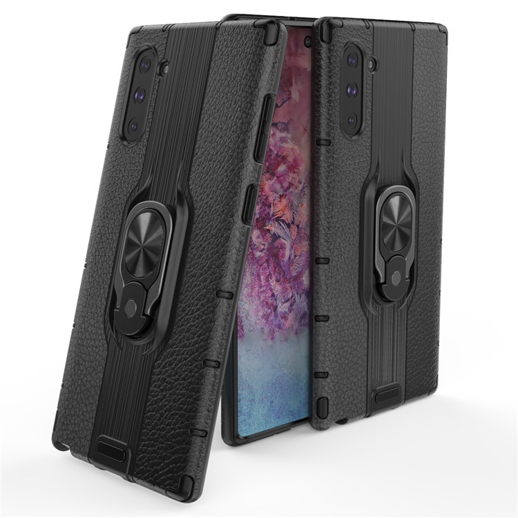 Detachable Ring Holder Kickstand PC TPU Combo Case for Samsung Galaxy Note 10 5G / Note 10 - Black-1