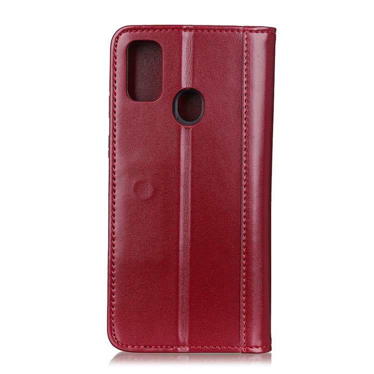 Auto-absorbed Split Leather Wallet Case Covering for Samsung Galaxy M30s - Wine Red-2