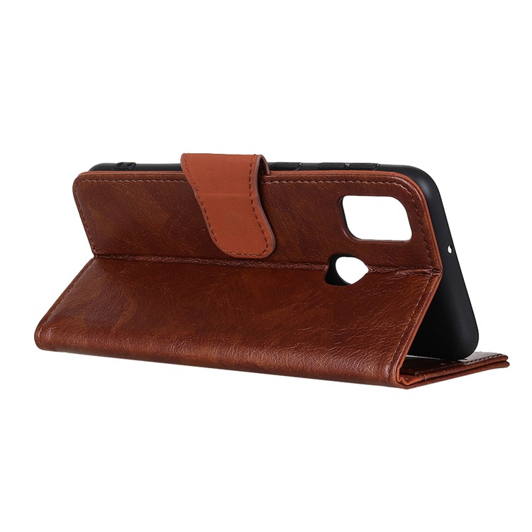 PU Leather Wallet Stand Covering Case for Samsung Galaxy M30s - Brown-10