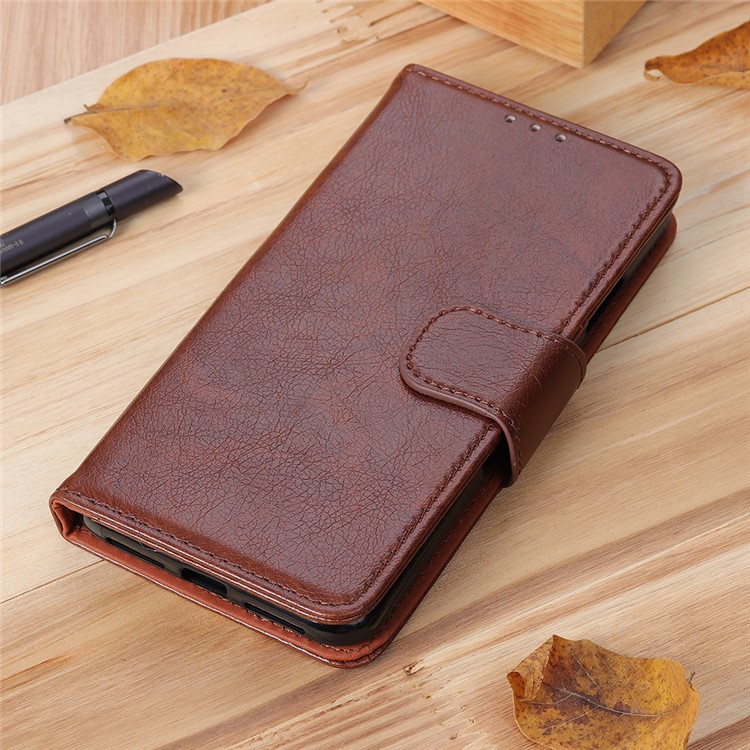 PU Leather Wallet Stand Covering Case for Samsung Galaxy M30s - Brown-12