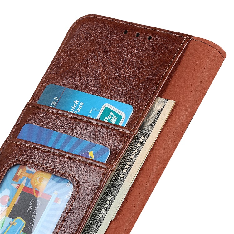 PU Leather Wallet Stand Covering Case for Samsung Galaxy M30s - Brown-9