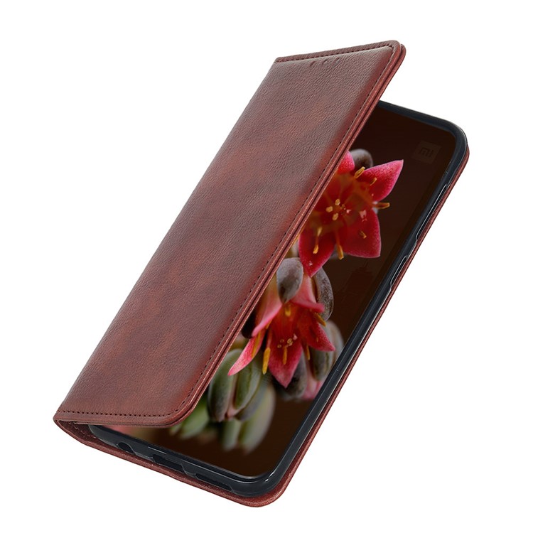 Auto-absorbed Litchi Texture Split Leather Cell Phone Case for Samsung Galaxy M30s - Brown-3