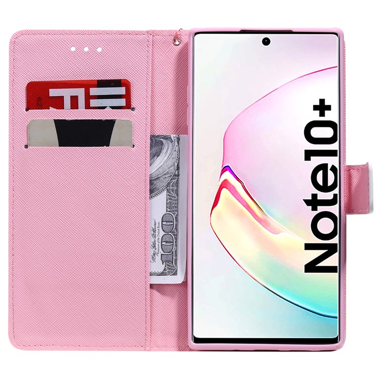 Light Spot Decor Pattern Printing Leather Phone Cover Wallet Stand Casing for Samsung Galaxy Note 10 Plus/Note 10 Plus 5G - Lotus-4