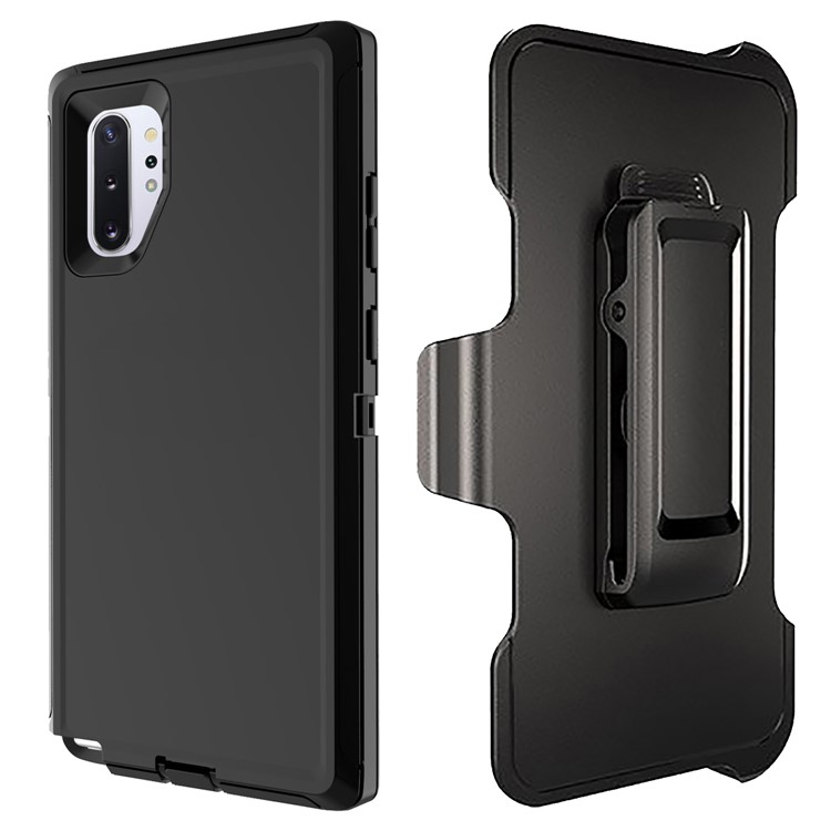 Shockproof Drop-proof PC + TPU Hybrid Case with Belt Clip for Samsung Galaxy Note 10 Plus 5G/Note 10 Plus - All Black-4