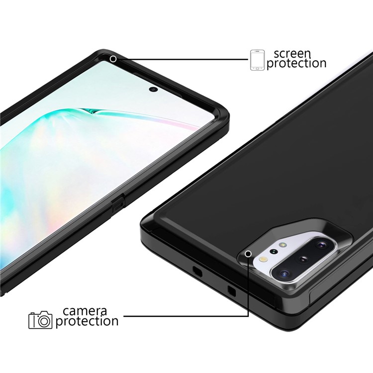 Shockproof Drop-proof PC + TPU Hybrid Case with Belt Clip for Samsung Galaxy Note 10 Plus 5G/Note 10 Plus - All Black-6