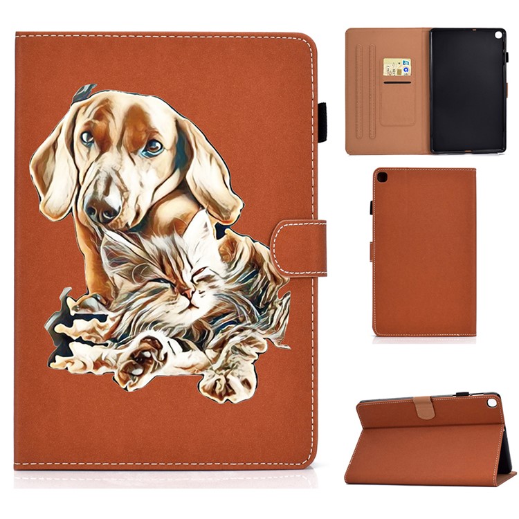 Pattern Printing Card Slots Flip Leather Cover with Pen Slot for Samsung Galaxy Tab A 10.1 (2019) SM-T510 (Wi-Fi)/SM-T515 (LTE) - Dog-1
