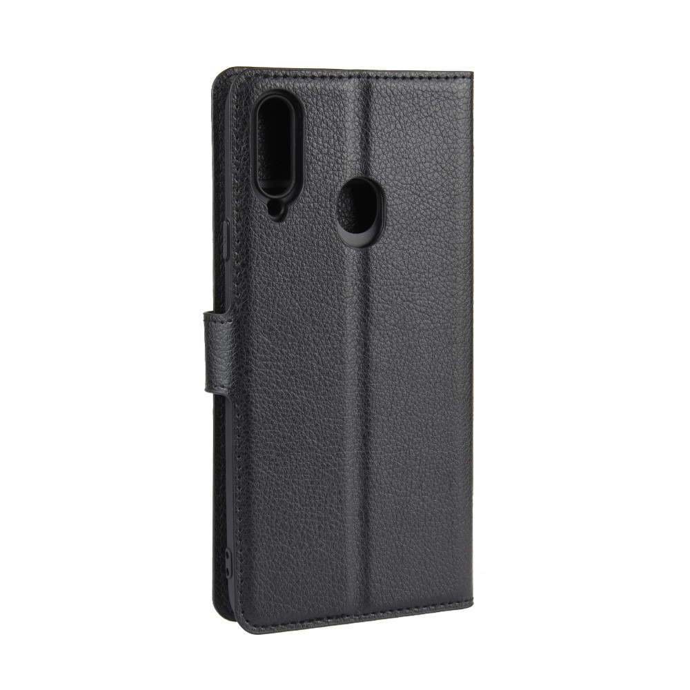 Litchi Skin Wallet Leather Stand Phone Cover for Samsung Galaxy A20s - Black-4