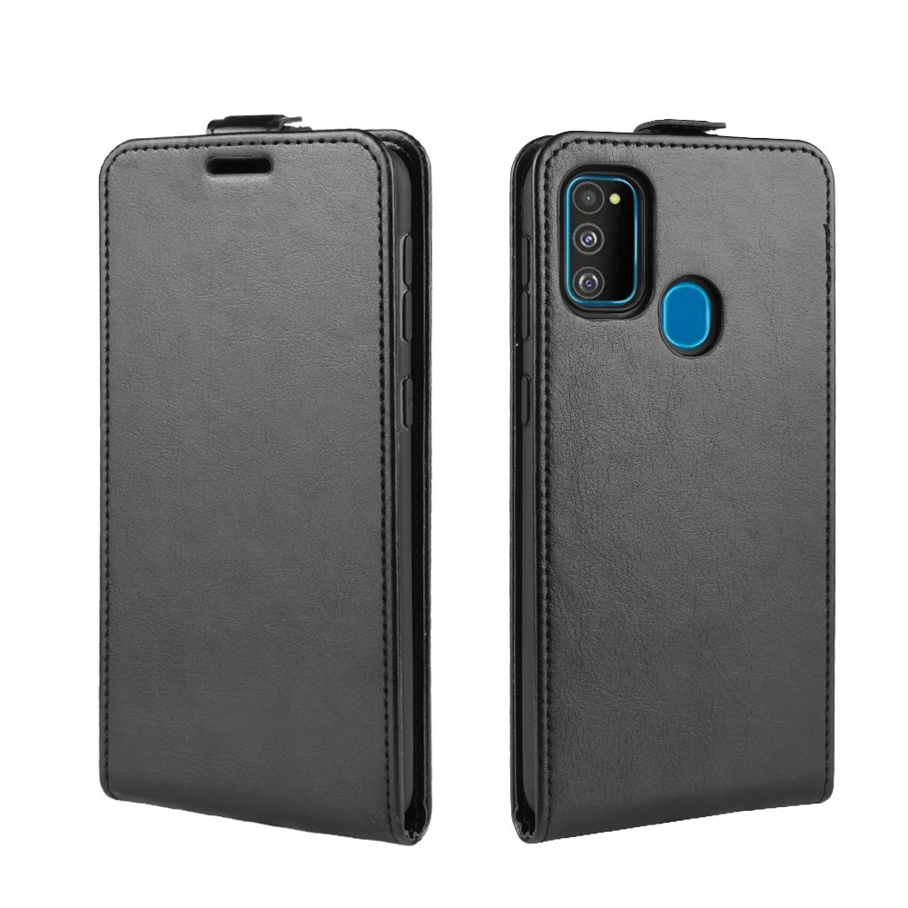 Crazy Horse Vertical Leather Casing with Card Slot for Samsung Galaxy M30s - Black-2