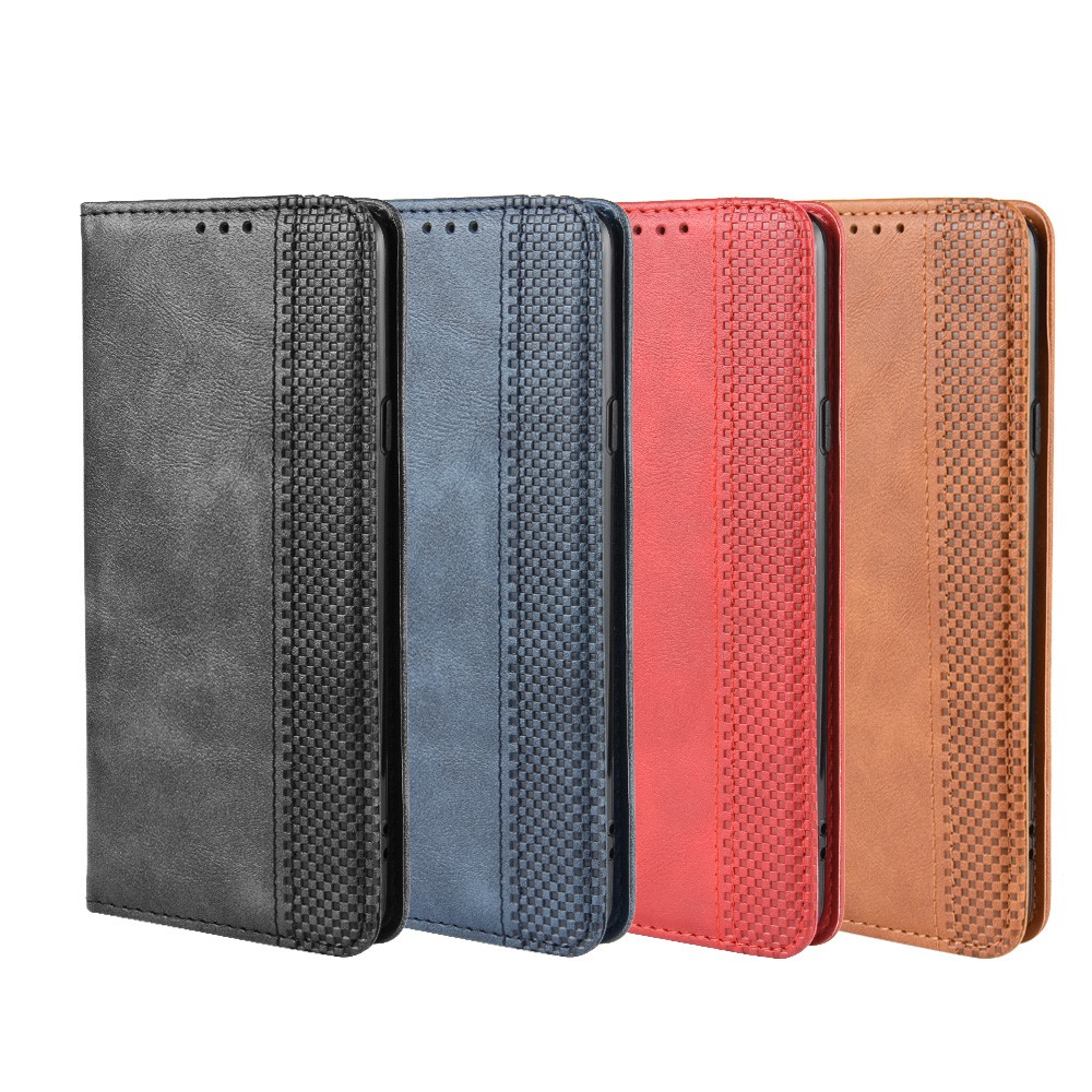 Retro Style PU Leather Wallet Stand Cell Phone Cover Casing for Samsung Galaxy A20s - Black-12