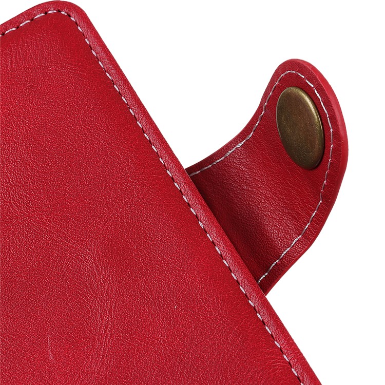 Cowhide Texture S-shape Leather Stand Wallet Shell for Samsung Galaxy A90 5G - Red-2