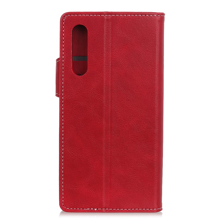 Cowhide Texture S-shape Leather Stand Wallet Shell for Samsung Galaxy A90 5G - Red-9