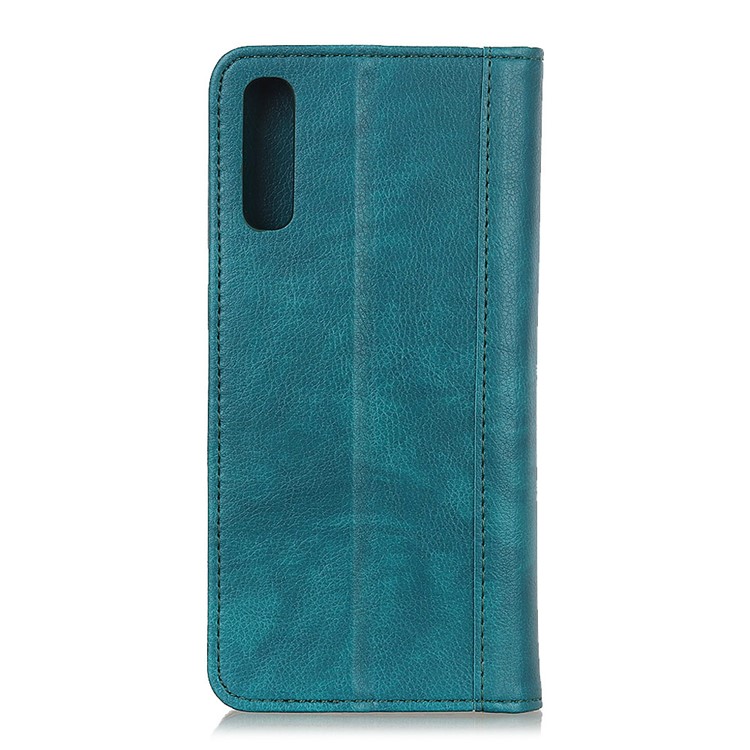 Auto-absorbed Litchi Texture Split Leather Phone Shell Casing for Samsung Galaxy A90 5G - Dark Green-3