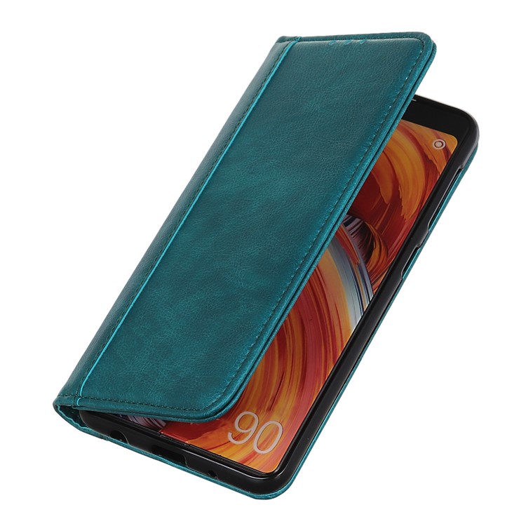 Auto-absorbed Litchi Texture Split Leather Phone Shell Casing for Samsung Galaxy A90 5G - Dark Green-6