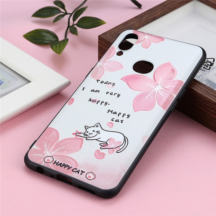 Cat Patterned Printing Hard Plastic + TPU Phone Case for Samsung Galaxy A40 - Sleeping Cat-2
