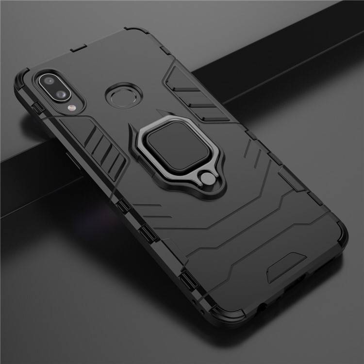 Cool Guard Ring Holder Kickstand Plastic TPU Combo Case for Samsung Galaxy A10s - Black-9